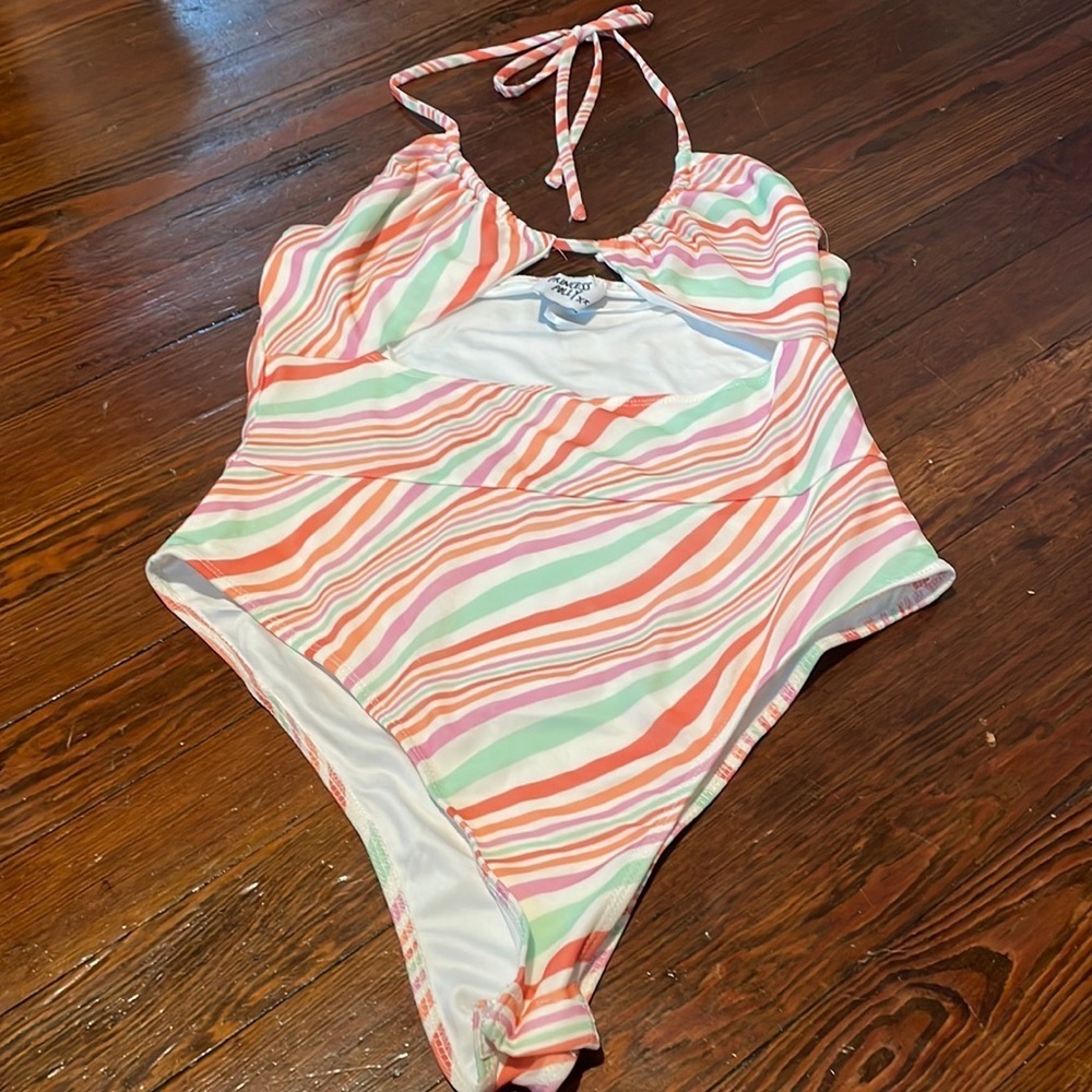 Princess Polly Women’s White and Orange Bodysuit Size 10